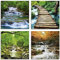 ARTland Wanddeko Glasbilder Wandbild Glas Bild Set 4 teilig je 20x20 cm Quadratisch Natur Wald Urwald Dschungel Wasserfall Fluss Felsen Jahreszeiten S6GL