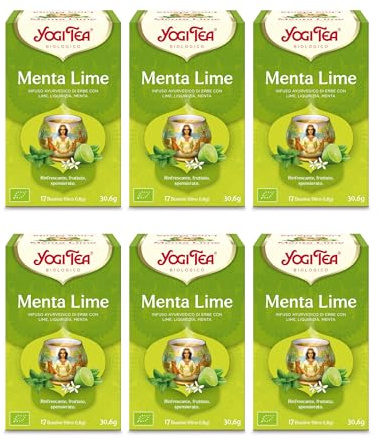 Yogi Tea Limone e Menta - Infuso Ayurvedico - Miscela di Limone, Liquirizia e Menta Piperita - Senza Caffeina - Confezione da 6x17 bustine (102 bustine in totale)