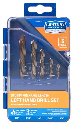 Century Drill & Tool 74105 Kobalt Linksbohrer, 5-teiliges Set