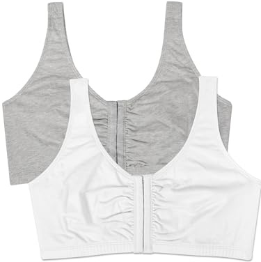 Fruit of the Loom Women's Plus-Size Sport Bra Pack of 2, Heather Grey/White, Size 42