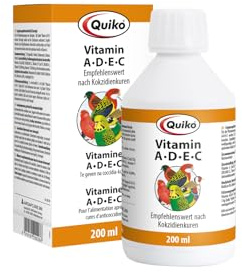Quiko Vitamin A-D-E-C -200 ml For vitamin supply for pet birds, racing pigeons and chickens - For vitamin supply after coccidia cures - Ideal in stress situations