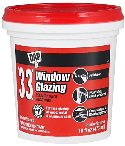 DAP '33' Window Glazing, White, 16 Oz (7079812121)
