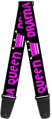 Buckle-Down Guitar Strap Drama Queen Black Fuchsia 2 Inches Wide