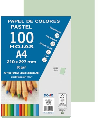 DOHE - Papier A4 coloré de 80 g vert pastel - 100 feuilles 30192