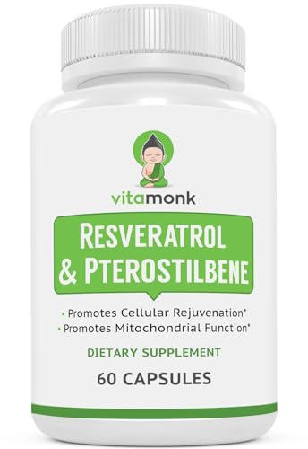 VitaMonk Resveratrol with Pterostilbene 600mg/60mg - No Artificial Fillers Healthy Aging and Longevity Supplement - 60 Capsules - Precise Formula with Trans Pterostilbene Resveratrol Supplements