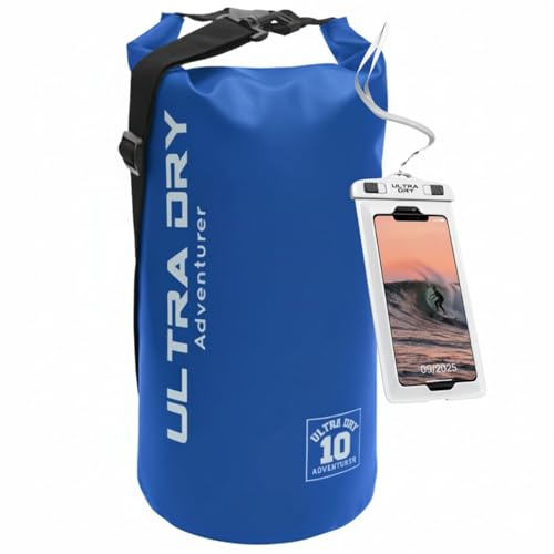 Premium Waterproof Bag, Sack with Phone Dry Bag and Long Adjustable Shoulder Strap Included, Perfect for Kayaking/Boating/Canoeing/Fishing/Rafting/Swimming/Camping/Snowboarding (Blue, 10 L) …
