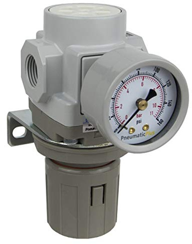 PneumaticPlus SAR300-N03BG Compressed Air Pressure Regulator 3/8 NPT - Bracket, Gauge