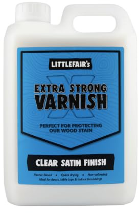 Littlefair's Extra Strong Wood Varnish - 2.5ltr - Water-Based, Fast Drying, Non-Yellowing, Low-Odour, Clear Finish (Satin)