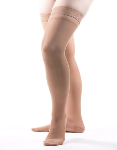 Allegro 8-15 mmHg Essential 82 Sheer Support Compression Stockings - Thigh High, Closed Toe, Compression Hose for Women