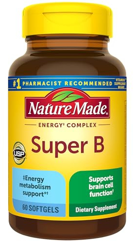 Nature Made Super B Complex Vitamins for Women and Men, Dietary Supplement for Energy Metabolism Support, Super Vitamin B Complex, 60 Softgels, 60 Day Supply