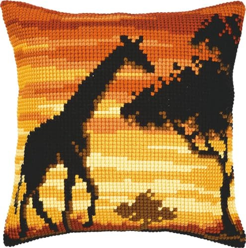 VERVACO Kit Cuscino Punto Croce Giraffa Set Ricamo Principianti Cuscini Gobelin Decorativi ca. 40 x 40 cm Accessori per Lavoretti Creativi DIY Casa Decor Hobby Adulti Cross Stitch