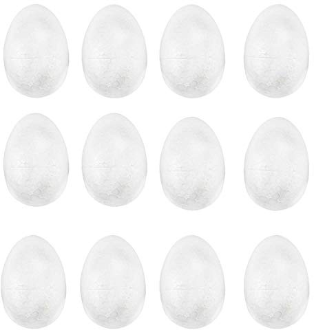 Paquete de 12 Huevos de Pascua en Espuma de Poliestireno para Decorar - Ideal para Manualidades de Actividades como Artesanía de Lentejuelas, Decoupage o Pintura - por TRIXES