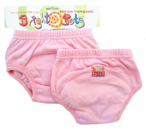 Bright Bots Potty Training Pants with Absorbent and Water Resistant Layer. Bright Pull On Washable Cotton Pants for Toddlers 2 Pack (S 12months, Pale Pink)