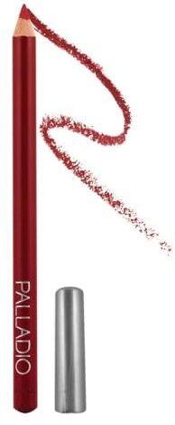 Palladio Lip Liner Pencil, Wooden, Firm yet Smooth, Contour and Line with Ease, Perfectly Outlined Lips, Comfortable, Hydrating, Moisturizing, Rich Pigmented Color, Long Lasting, Rockin Red