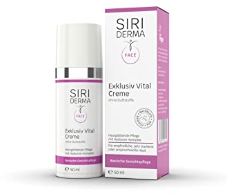 SIRIDERMA Exklusiv Vital Creme | Tages- und Nachtpflege mit Hyaluron | Glättende Pflege für reife Haut | Auch bei Neurodermitis (ohne Parfum, 50 ml)
