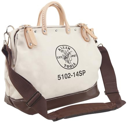 Klein Tools 5102-14SP Tool Bag with Detachable Shoulder Strap 14-Inch, 10 Inside Pockets for Hand Tool Organization