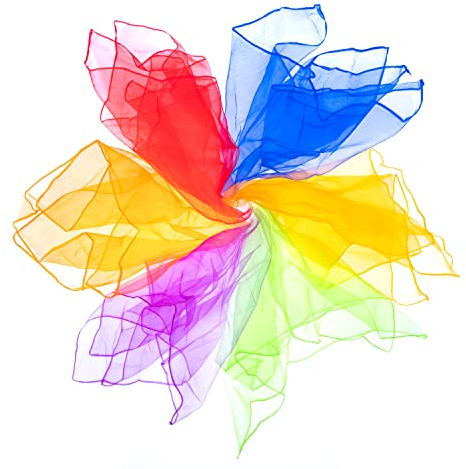 Mister M Tanz- und Jongliertücher - Bunte Chiffontücher für Kinder und Erwachsene, Perfekt für Gymnastik, Rhythmische Spiele, Jonglieren und Basteln - Inklusive Online-Anleitung