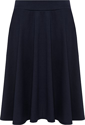 WearAll - Grande Taille uni Mini-Jupe évasé - Jupes - Femmes - Bleu Marine - 54-56