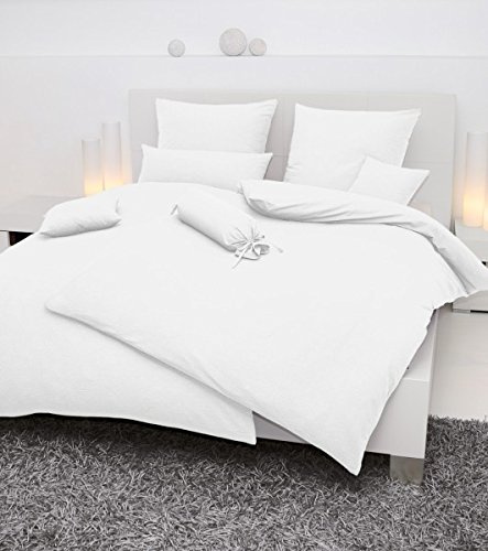 Janine Seersucker Bed Linen Piano 0125, White, 240x220 cm + 2x80x80 cm