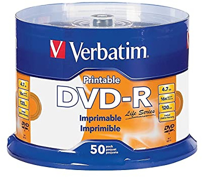 Verbatim Life Series DVD-R Printable Disc Spindle, Pack Of 50 98472