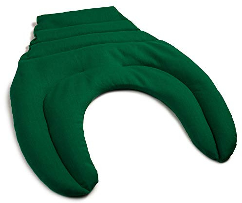 Cuscinetto ricurvo per collo e schiena, verde - Cuscino termico cervicale con semi di colza - Cuscino cervicale con parte schienale