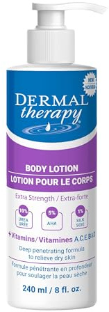 Dermal Therapy Bodylotion för torr hud - 240 ml | 10% urea bodylotion med 5% AHA | Parfymfri återfuktande lotion | Uppstramande lotion för hud och silkeslen lyster