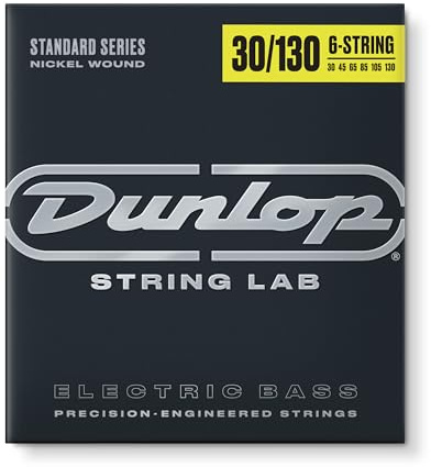Dunlop DBN30130 Nickel Medium 6 String 30-130 Stainless Steel Bass Guitar Strings