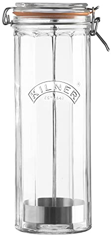 Kilner 2.2 Litre Facetted Clip Top Spaghetti Dispenser Airtight Glass Jar with Stainless Steel Portioning Dispenser Perfect for Spaghetti & Breadsticks