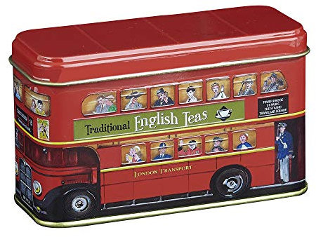 New English Teas London Bus Tea Caddy with 10 English Breakfast Teabags