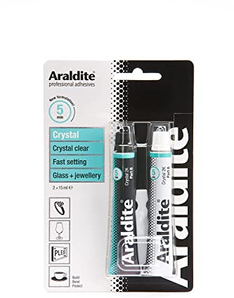 Cristal Adhésif rapide ARALDITE Colle pour bijoux en verre et en céramique 2 x 15 ml tubes