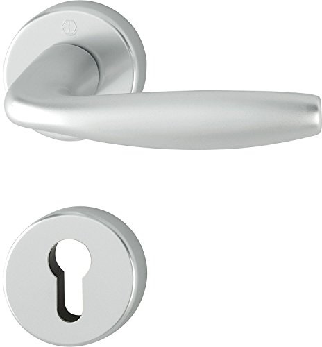 HOPPE 3369874 handtag set New York med rosetter PZ (profilcylinder), aluminium silver anodiserad