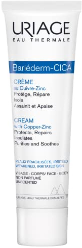 Uriage Bariederm-Cica Repairing Cream with D-Panthenol & Copper-Zinc - Wound Healing Barrier Cream - Multi-purpose (minor cuts, burns) - For Damaged & Irritated Skin - Water Resistant - 40ml