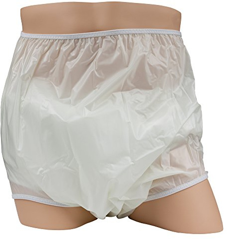 Leak Master High Back Adult Plastic Pants - Extended Waist, Pull-On Style, Soft and Quiet Incontinence Waterproof Pants - Size: Medium Fits 32-36 Inches