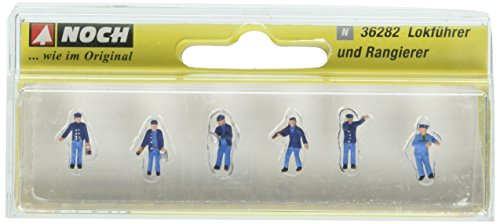 NOCH Lokführer & Rangierer - Epoche III, Set von Figuren N für Modellbahn, handkoloriert, ideal für Szene am Bahnhof