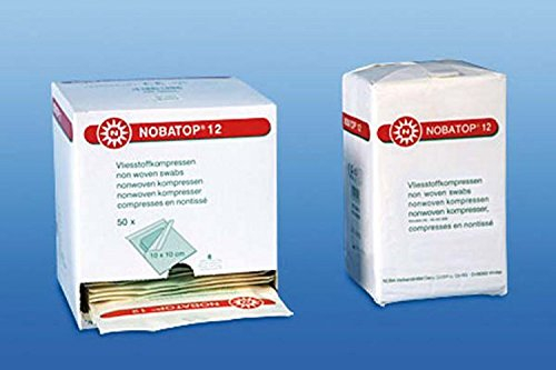 Nobatop - 12 compresse in tessuto non tessuto, 50 x 2 pezzi, sterili (5 x 5 cm)