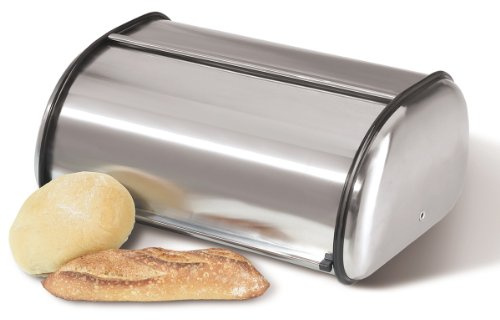 Oggi Stainless Steel Roll Top Bread Box for Kitchen Countertop with Stainless Steel Lid - Fits Multiple Large Loaves of Bread and Other Freshly Baked Goods Including Cookies, Bagels, Muffins
