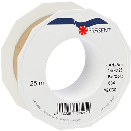 Präsent C.E. Pattberg Mexico Geschenkband metallic Gold, 25 m Ringelband zum Einpacken von Geschenken, 40 mm Breite, Zubehör zum Dekorieren & Basteln, Dekoband, Anlass
