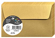 Clairefontaine 50081C - Packung mit 20 Umschlägen Pollen selbstklebend, 9x14cm, 120g, ideal für Ihre Einladungen und Korrespondenz, Gold, 1 Pack