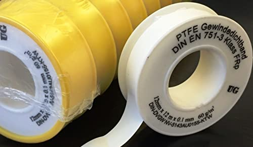 PTFE-Gewindedichtband Rolle (Teflonband) FRp für Feingewinde DN10 nach DIN EN 751-3, 12mm x 0.1mm x 12m (60 g/m²) (50 Stück)
