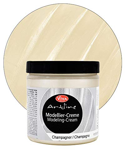 Viva Decor Modellier-Creme (Champagner, 250 ml) Cremige, metallisch schimmernde Farbe und Strukturpaste zum Modellieren mit hoher Farbbrillanz - Made in Germany
