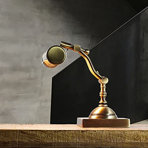 Licht-Erlebnisse Bankerleuchte Echt-Messing in Bronze glänzend Büro Arbeitszimmer H:26 cm E14 Handarbeit Vintage schwenkbare Tischlampe Wohnzimmer