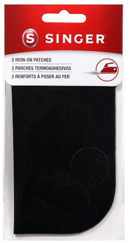 SINGER 00065 Iron-On Patches for Clothing Repair, 5-inch by 5-inch, 2-Count, Black