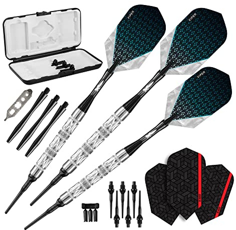 Viper by GLD Products Diamond 90% Tungsten Soft Tip Darts with Storage/Travel Case, Silver Rings, 16 Grams, Model:21-4803-16