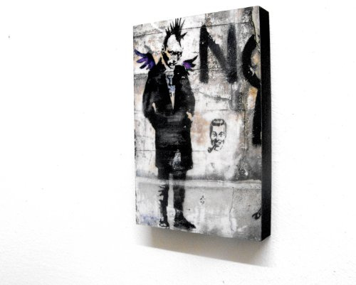 6 X 4 (postcard size) Block Mounted Print Banksy Punk Angel Graffiti
