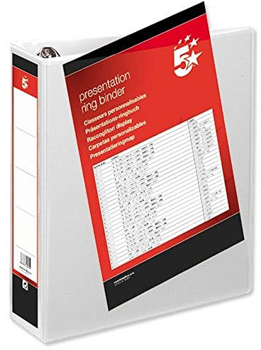 5 Star Presentation Ring Binder PVC 4 D-Ring 50mm Size A4 White [Pack 10]