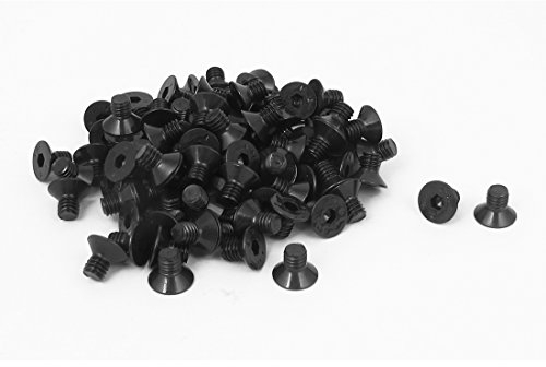 Sourcingmap M4 x 6mm Metric Hex Socket Countersunk Head Screw Bolts Black 100PCS
