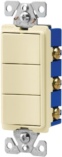 Eaton 7729A-SP 15-Amp 3-Way 120-Volt Decorator Heavy Duty Grade Three Single-Pole Combination Switches, Almond