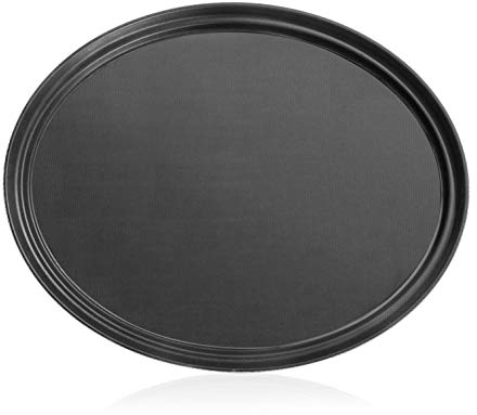New Star Foodservice 25576 NSF International Certified Plastic Non-Slip Tray, 24-Inch x 29-Inch, Oval, Black