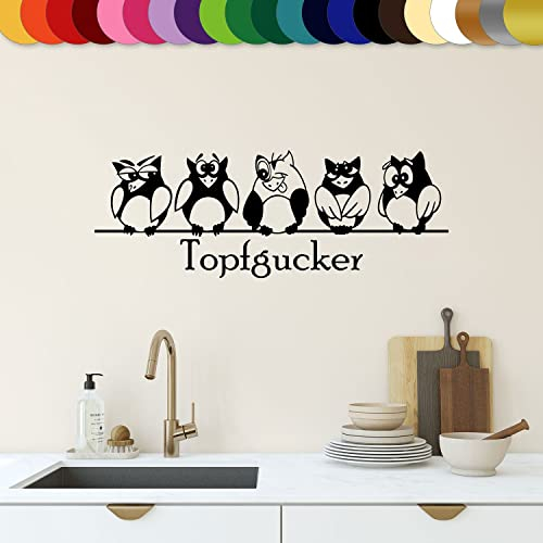 Sunnywall Wandtattoo Topfgucker Eulen Vögel Kochen Küche Essen Wandsticker Schwarz Gr1