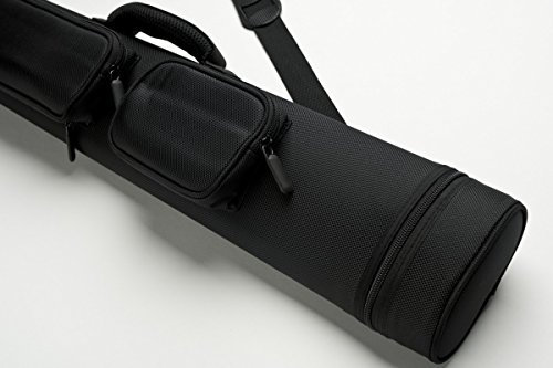 Cuel Billard-Köcher Sport schwarz 2/4 für Pool-Billard-Queues, mit Schultergurt, Tragegriff und zwei Seitentaschen für Billardzubehör